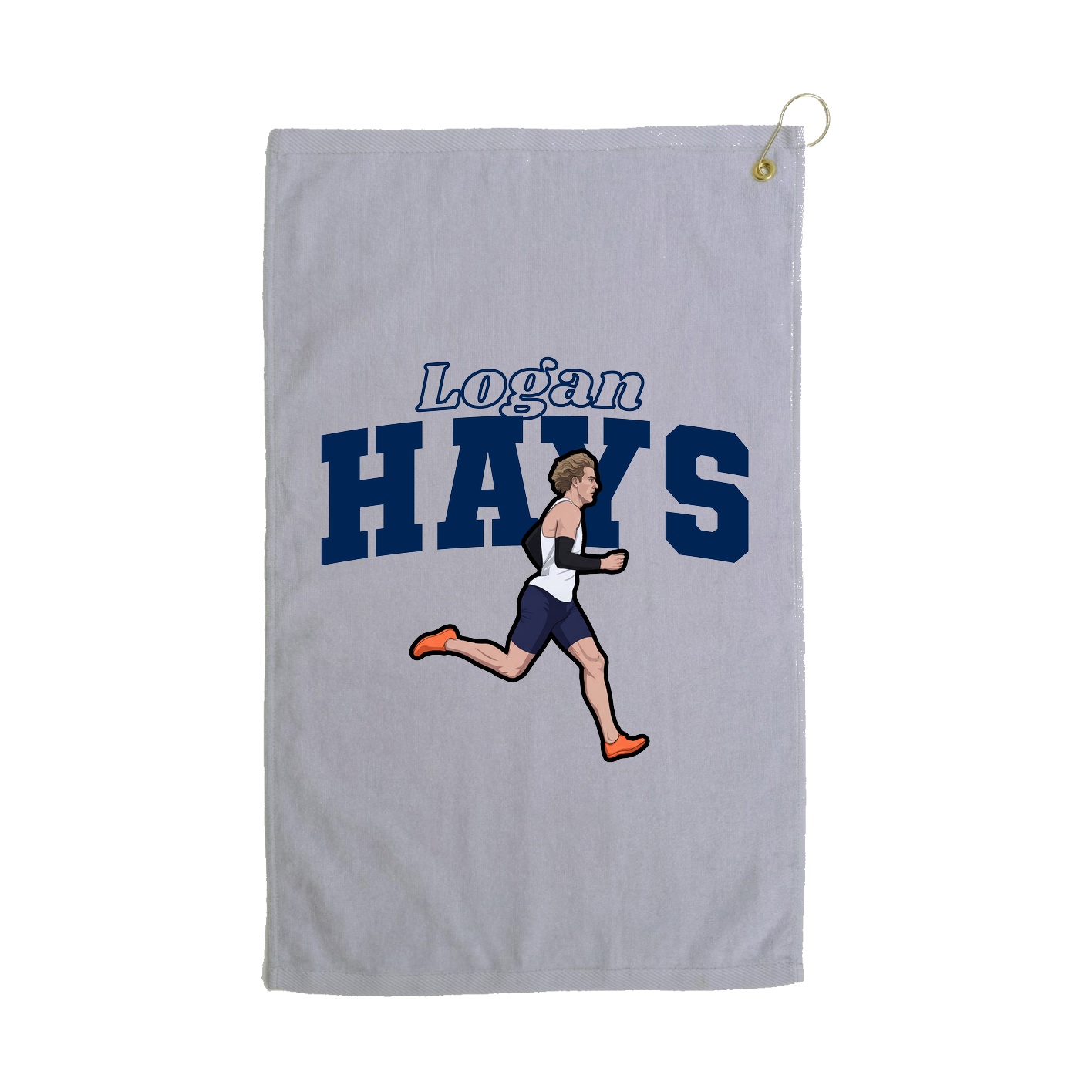 Golf Towel — Name Arch in Grey
