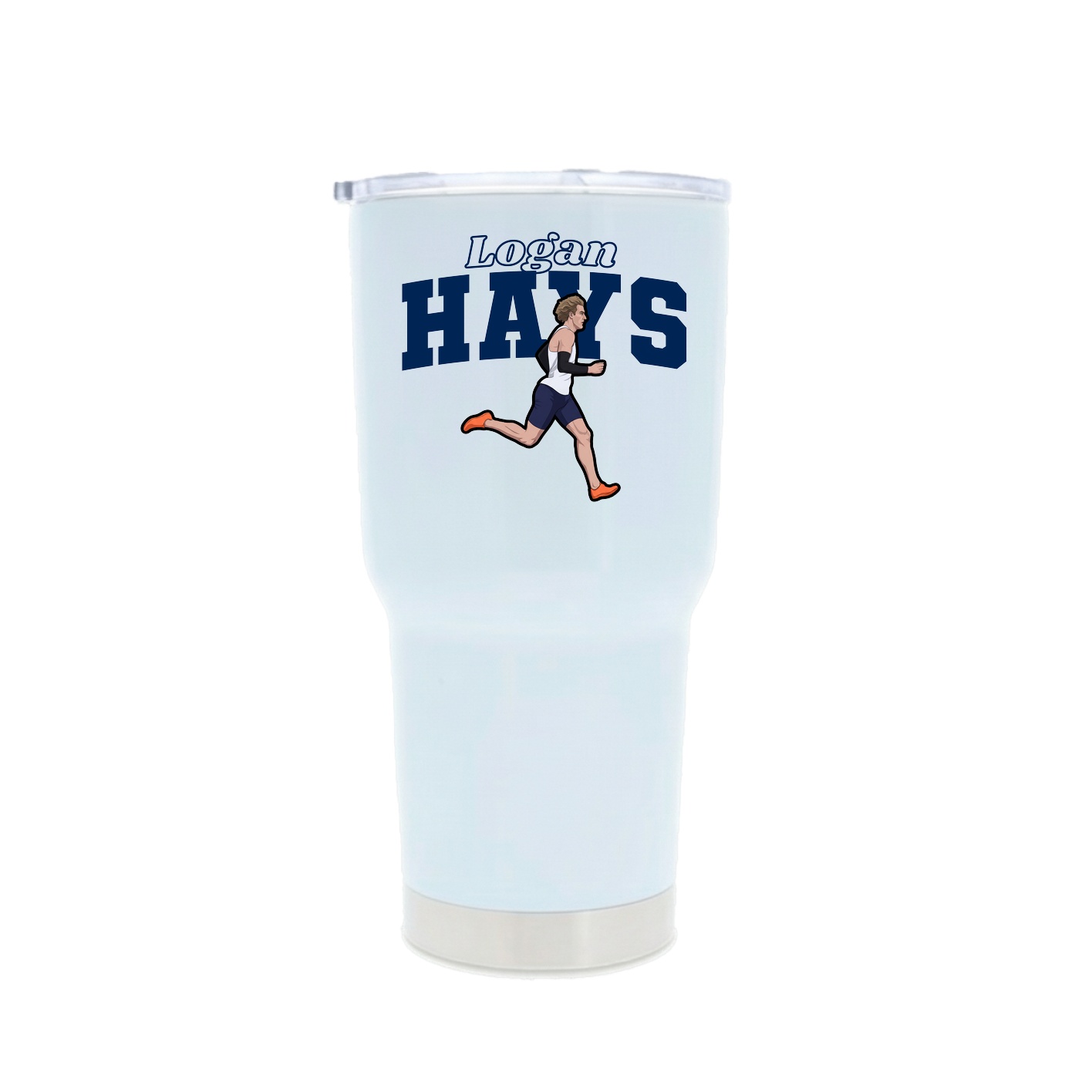 30oz Stainless Steel Tumbler — Name Arch in White
