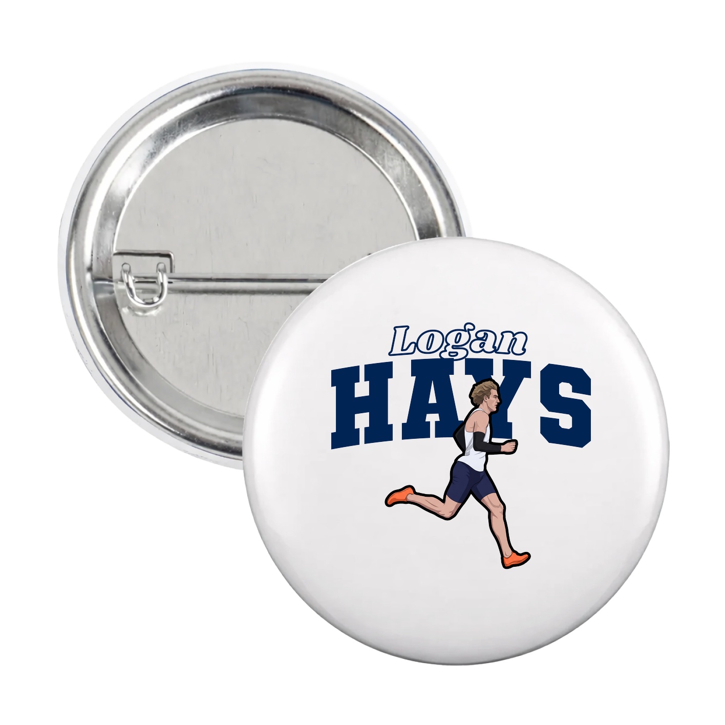 Game Day Button — Name Arch in White