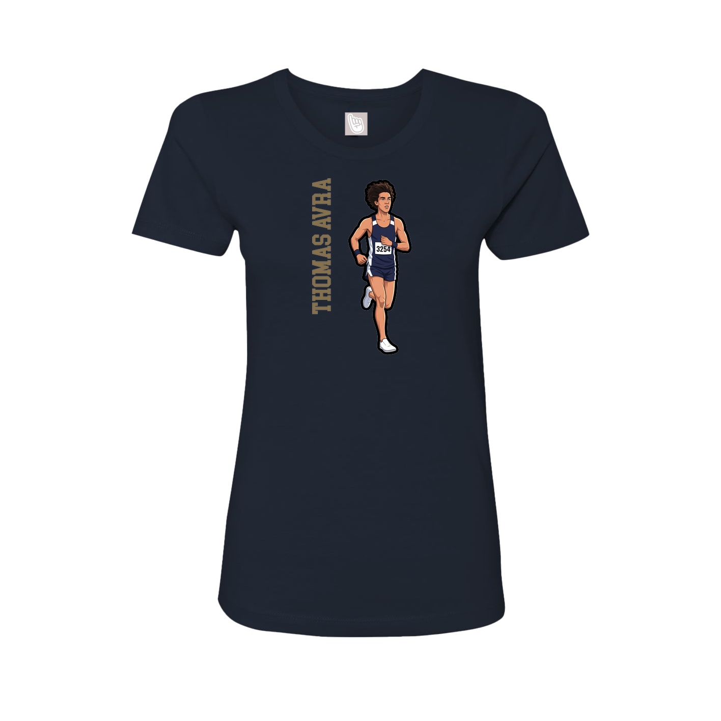 Fitted Women's Tee — Name Vertical in Navy
