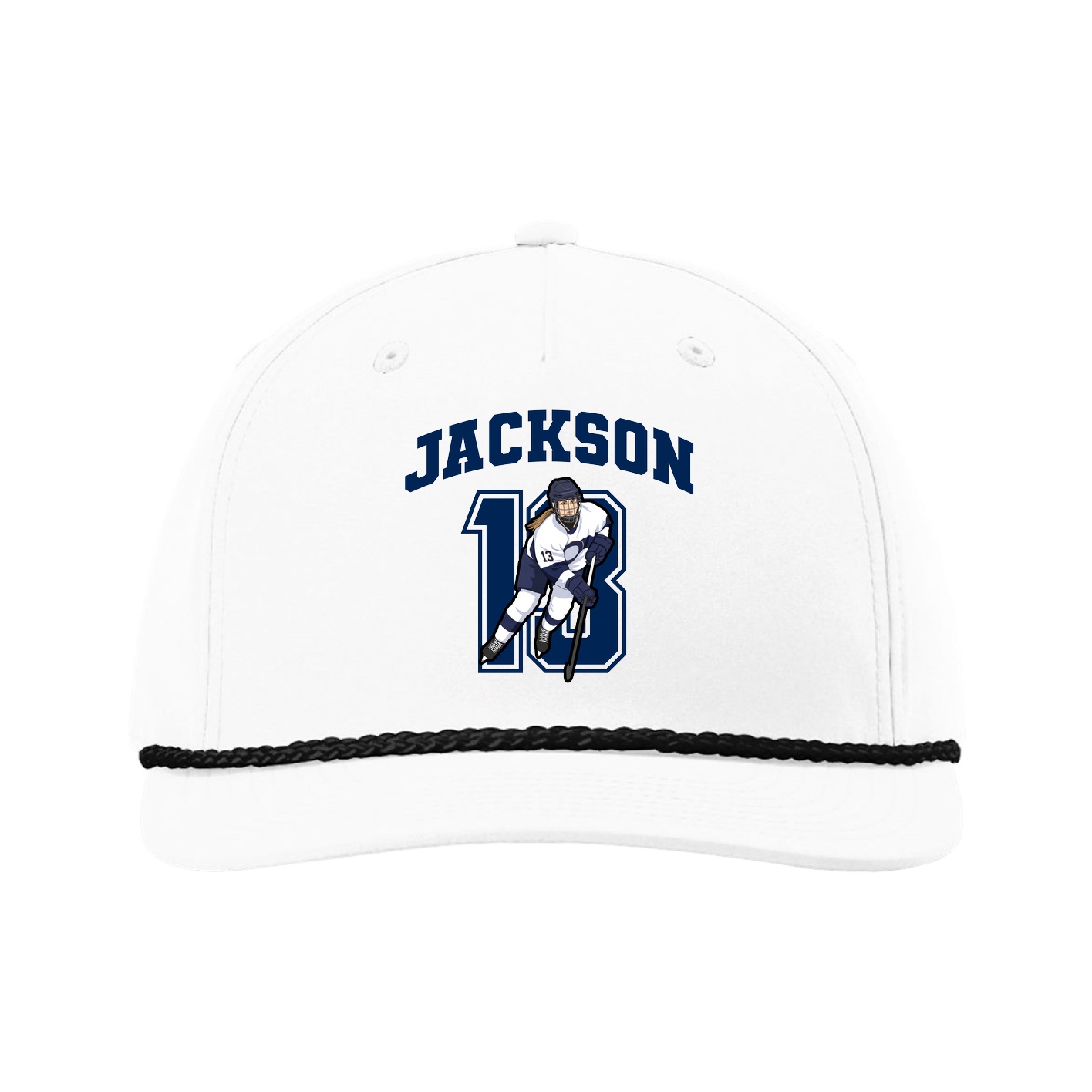 Five-Panel Classic Rope Cap — Number in White