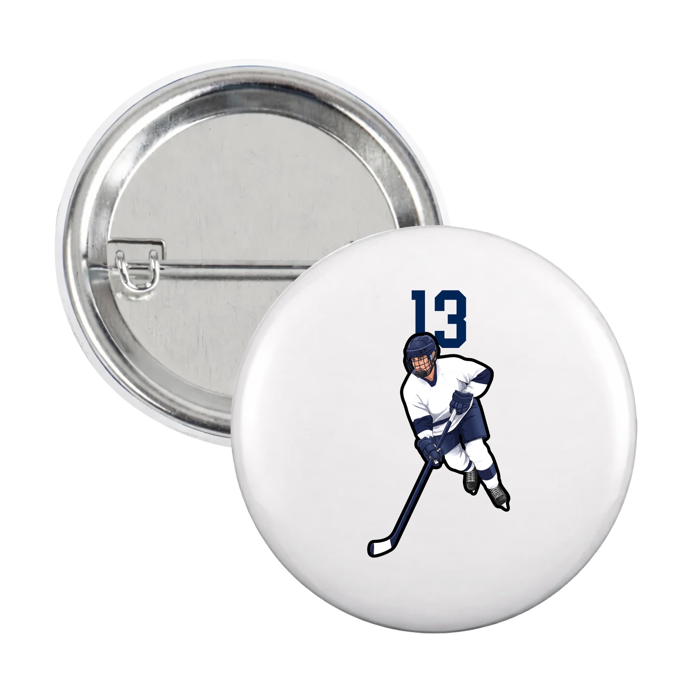 Game Day Button — Number Top in White