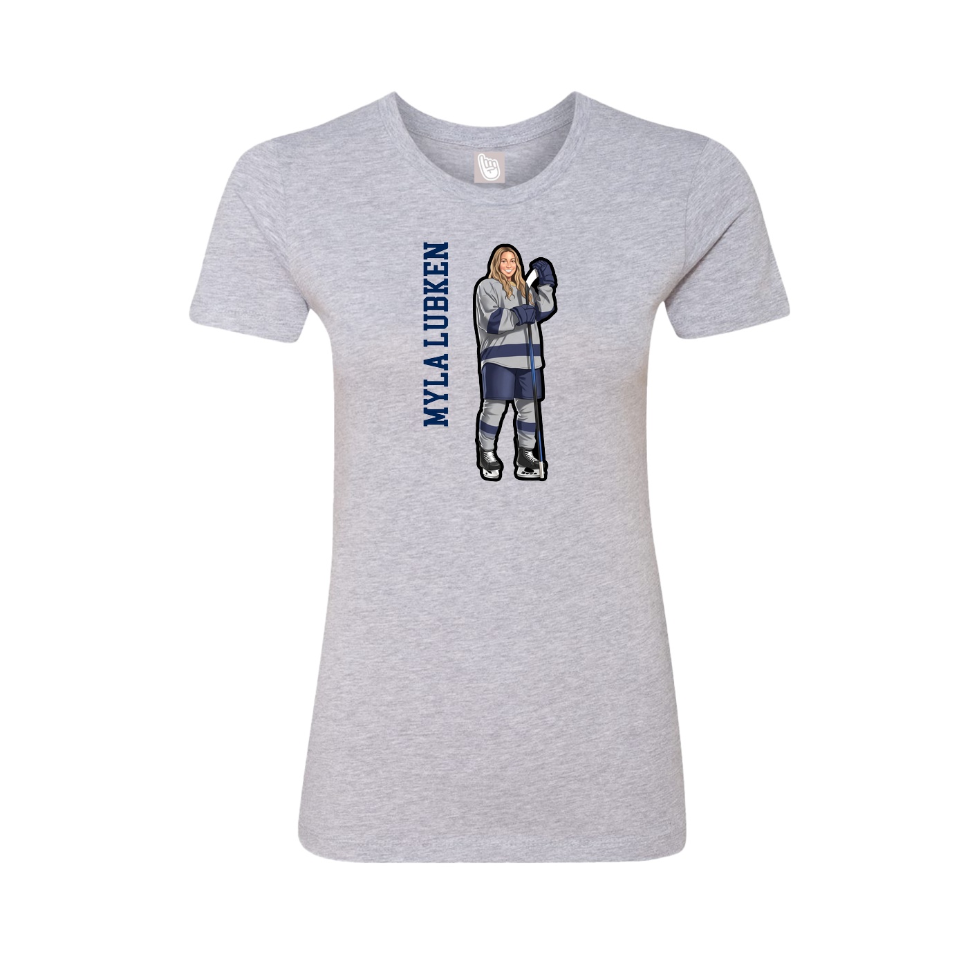 Fitted Women's Tee — Name Vertical in Grey