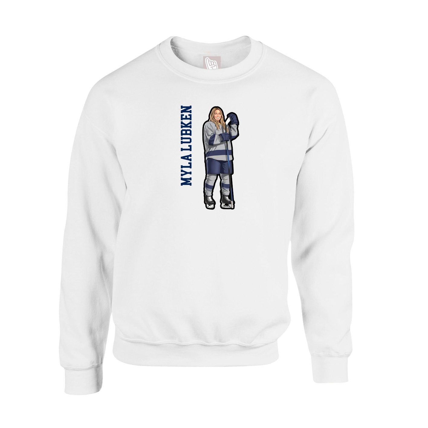 Fleece Crew — Name Vertical in White