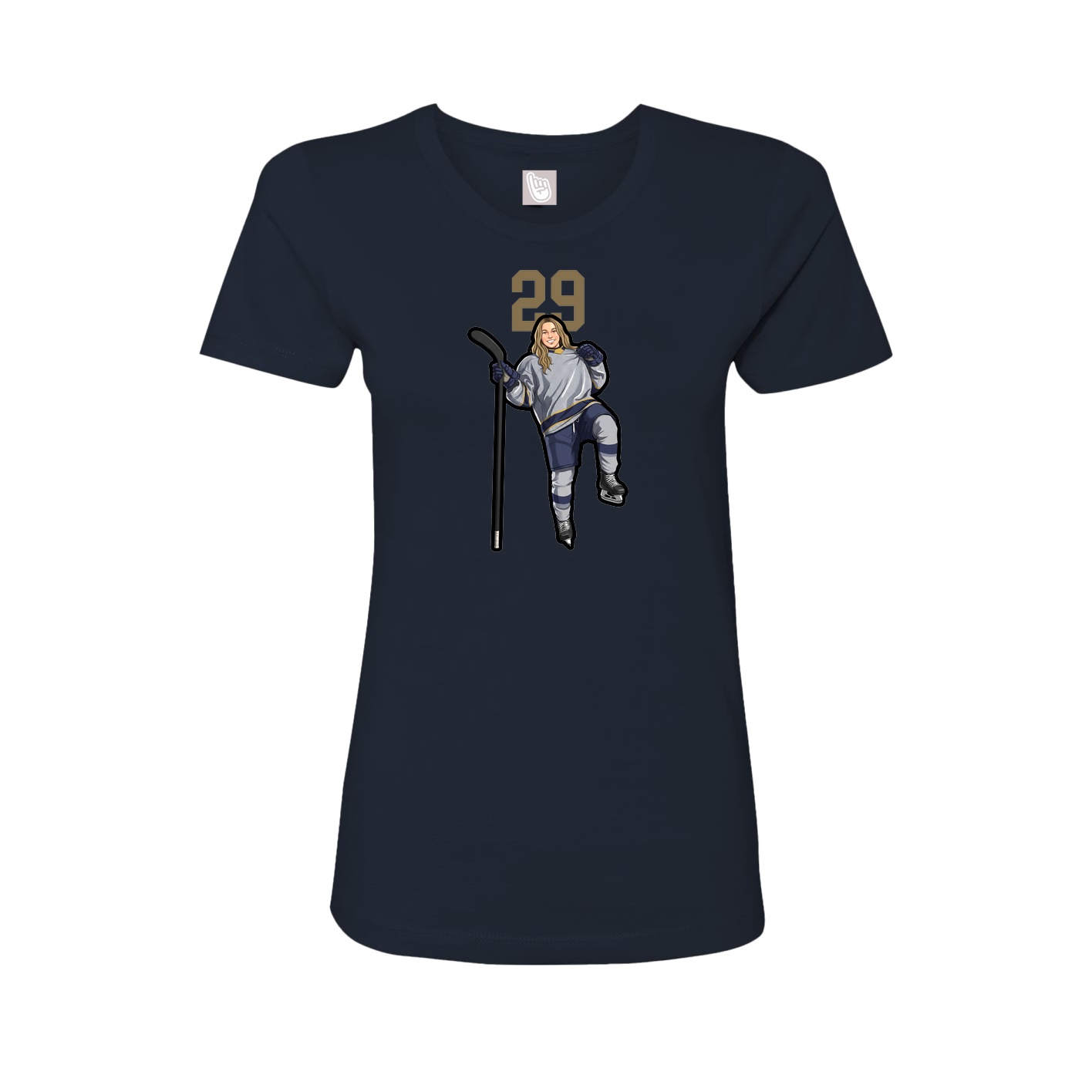 Fitted Women's Tee — Number Top in Navy