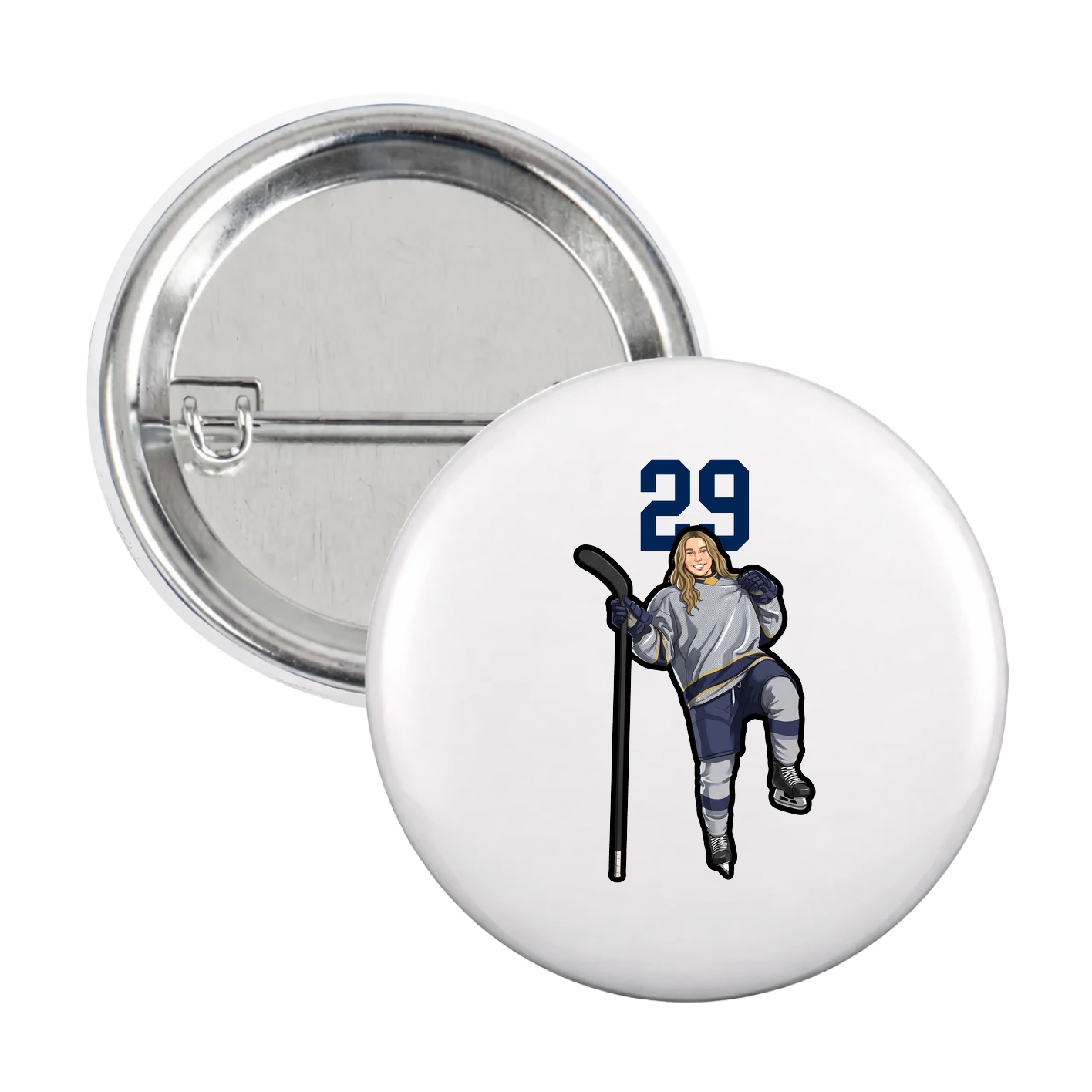 Game Day Button — Number Top in White