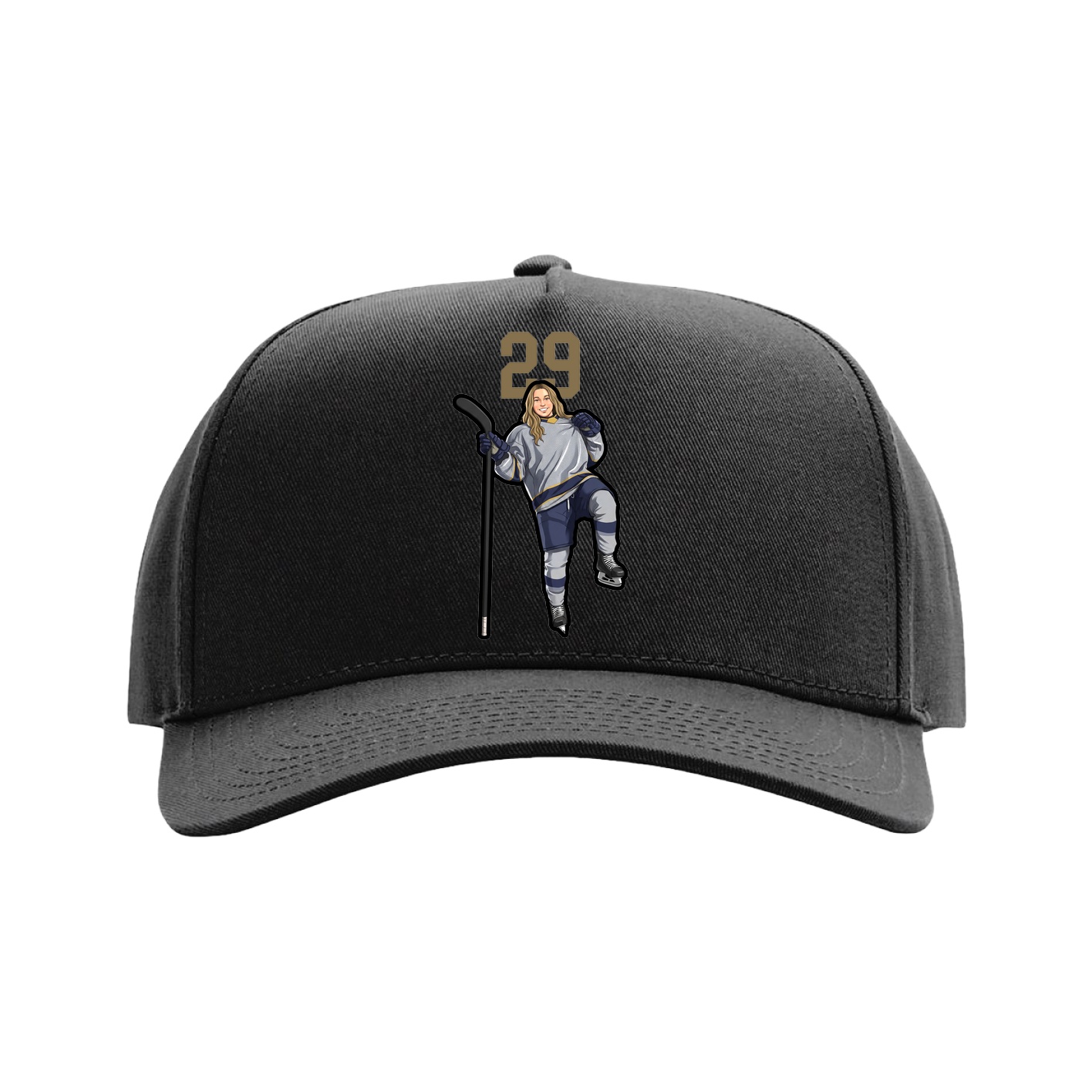 Full Fabric Five-Panel Champ Cap — Number Top in Black
