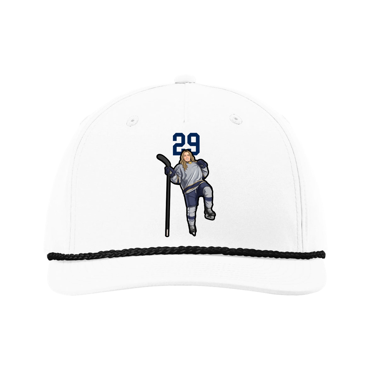 Five-Panel Classic Rope Cap — Number Top in White
