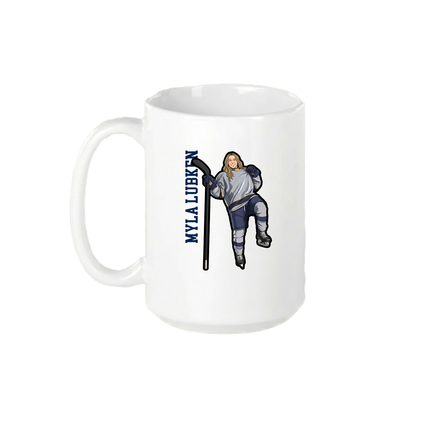 15oz Coffee Mug — Name Vertical in White