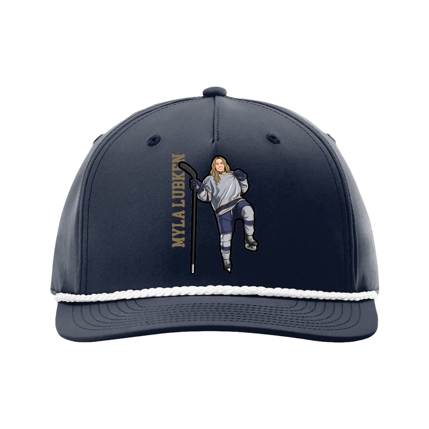 Five-Panel Classic Rope Cap — Name Vertical in Navy