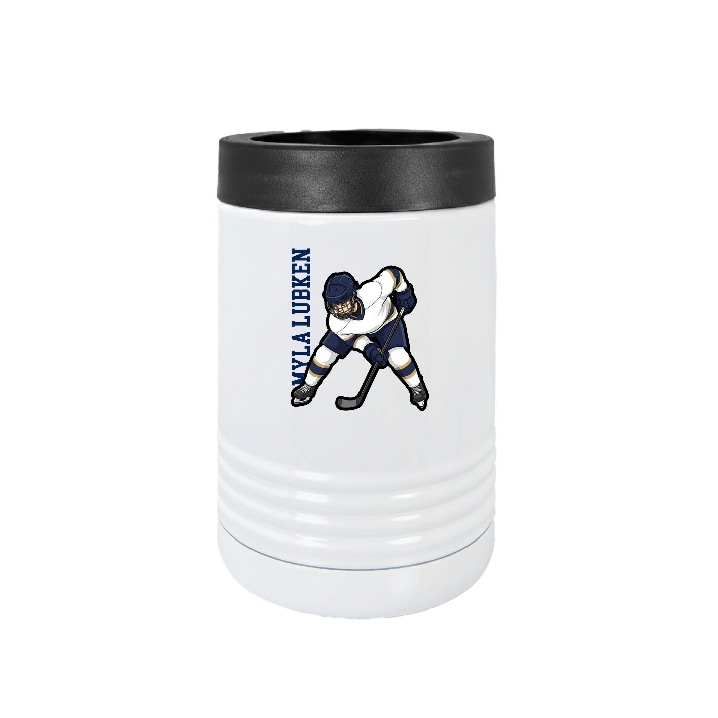 Beverage Holder — Name Vertical in White