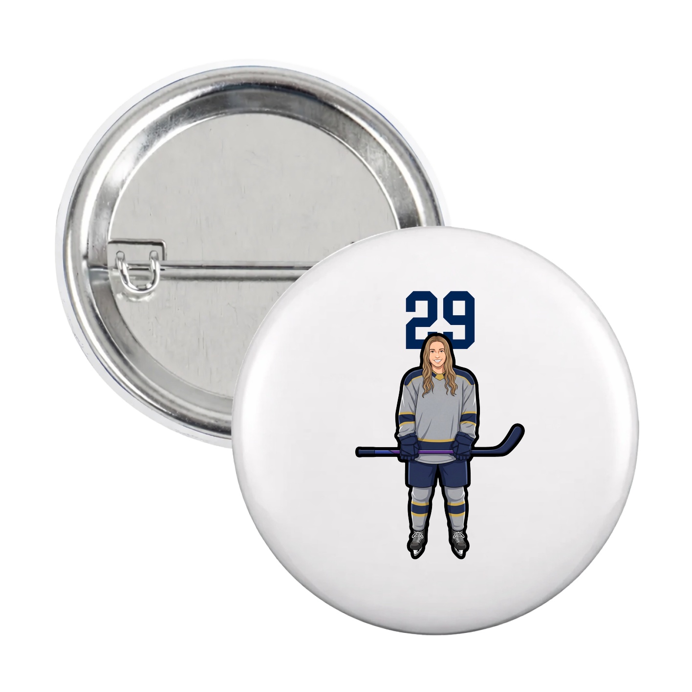 Game Day Button — Number Top in White