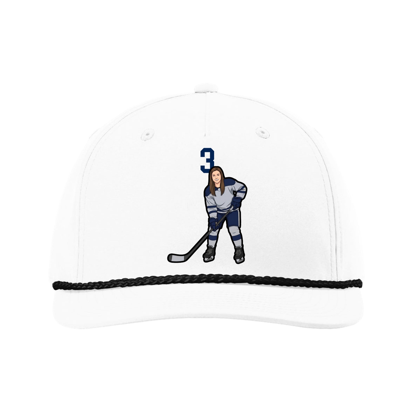 Five-Panel Classic Rope Cap — Number Top in White