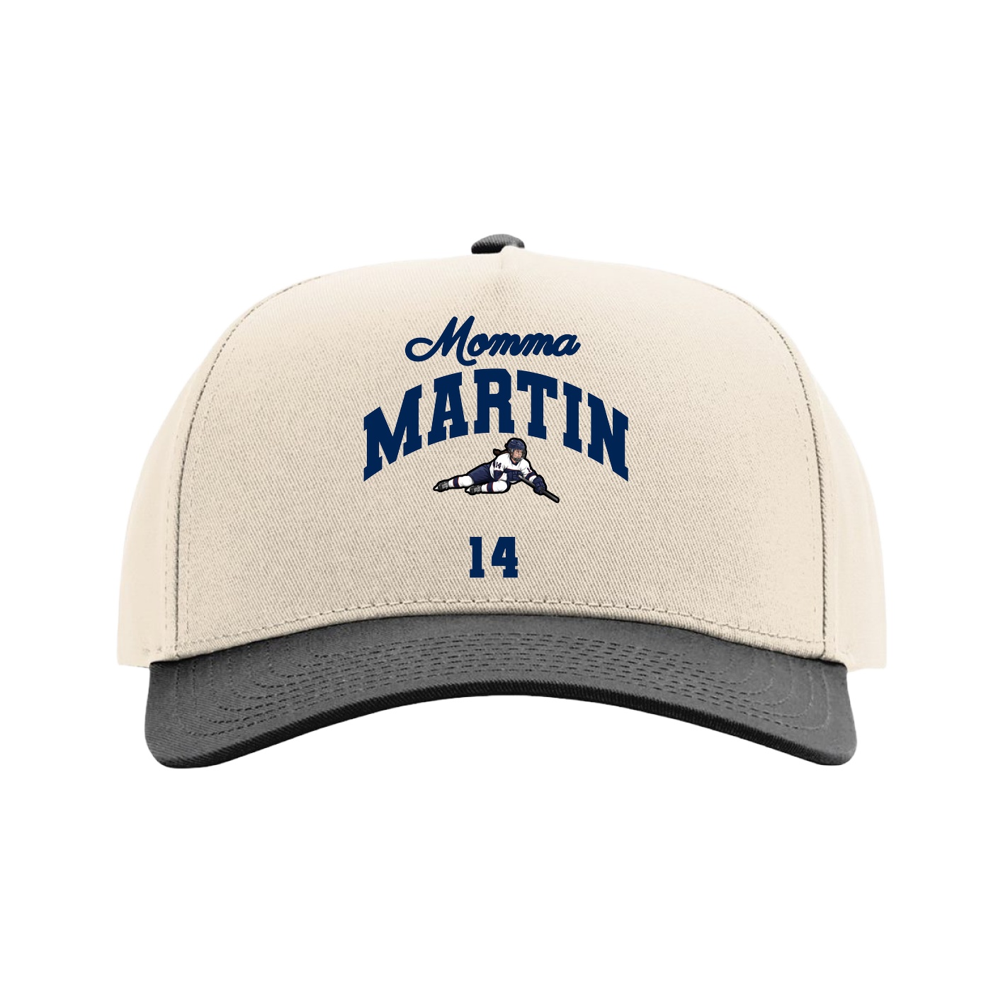 Full Fabric Five-Panel Champ Cap — Mothers Day Arch in Cream/Black