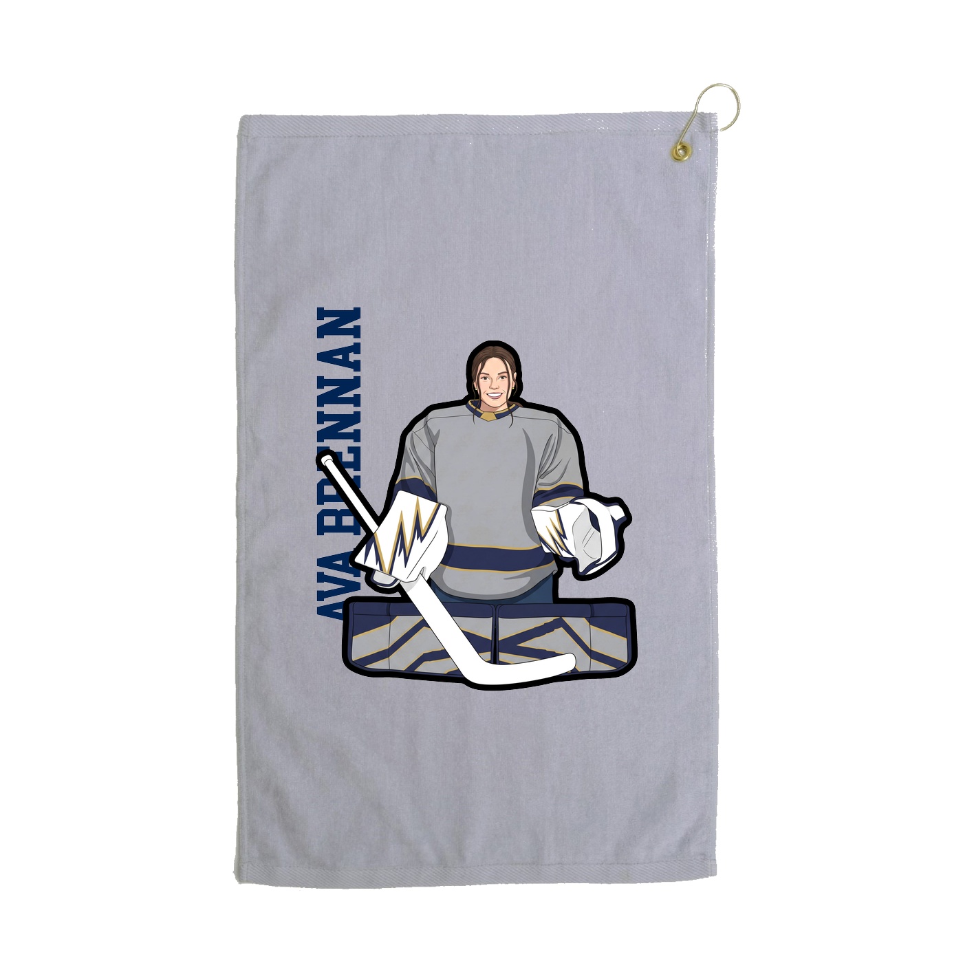 Golf Towel — Name Vertical in Grey