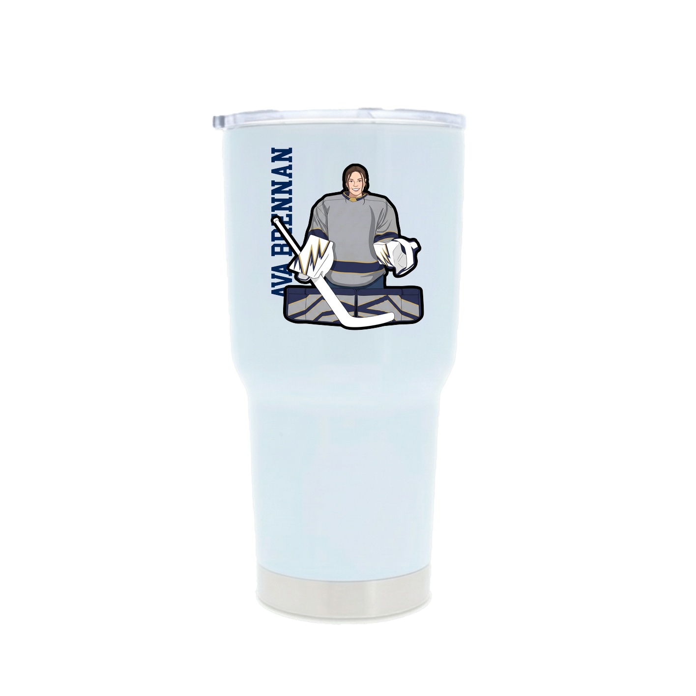 30oz Stainless Steel Tumbler — Name Vertical in White