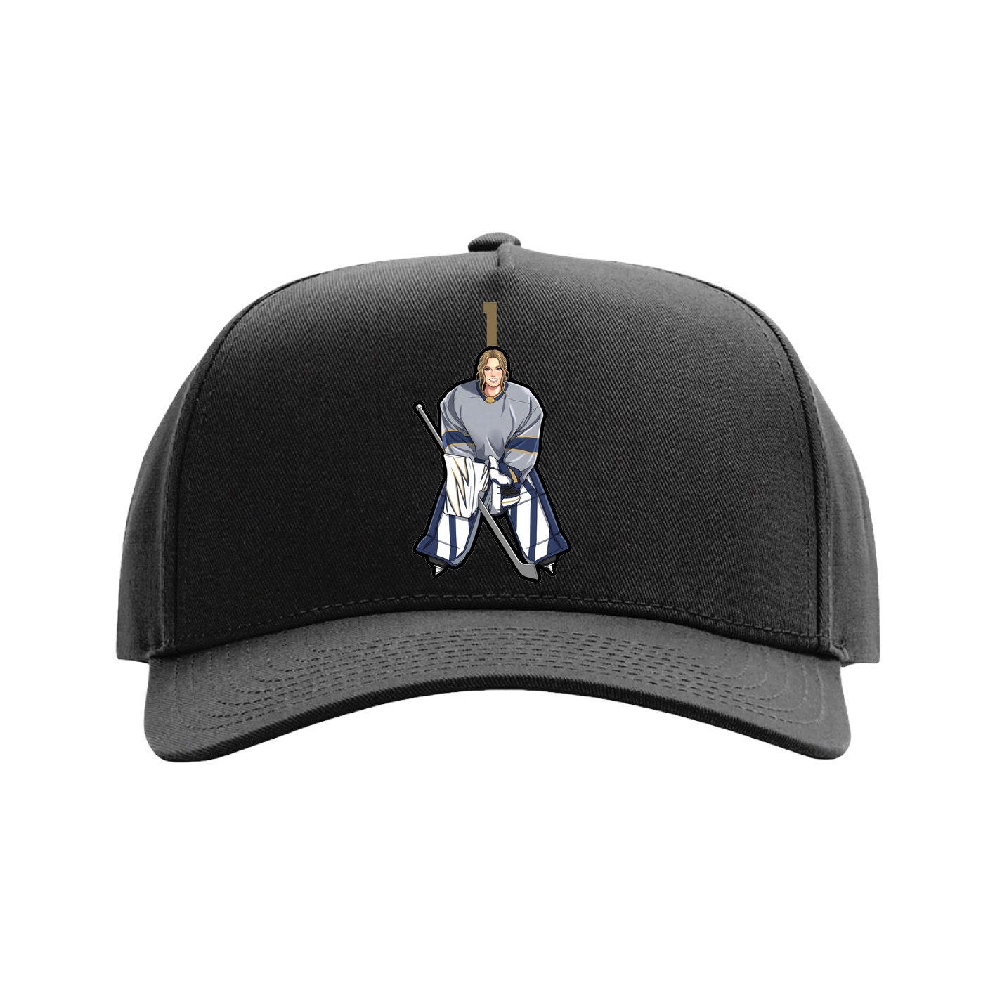 Full Fabric Five-Panel Champ Cap — Number Top in Black