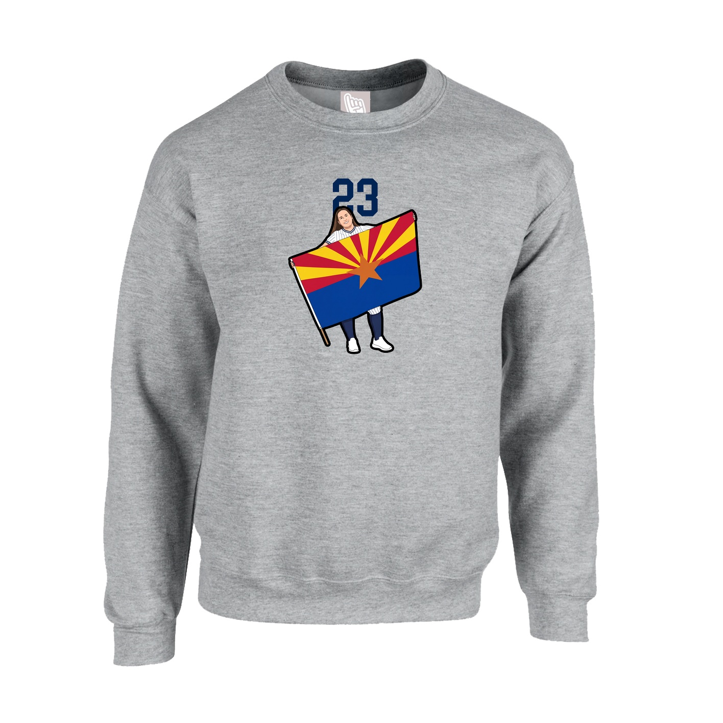 Fleece Crew — Number Top in Grey