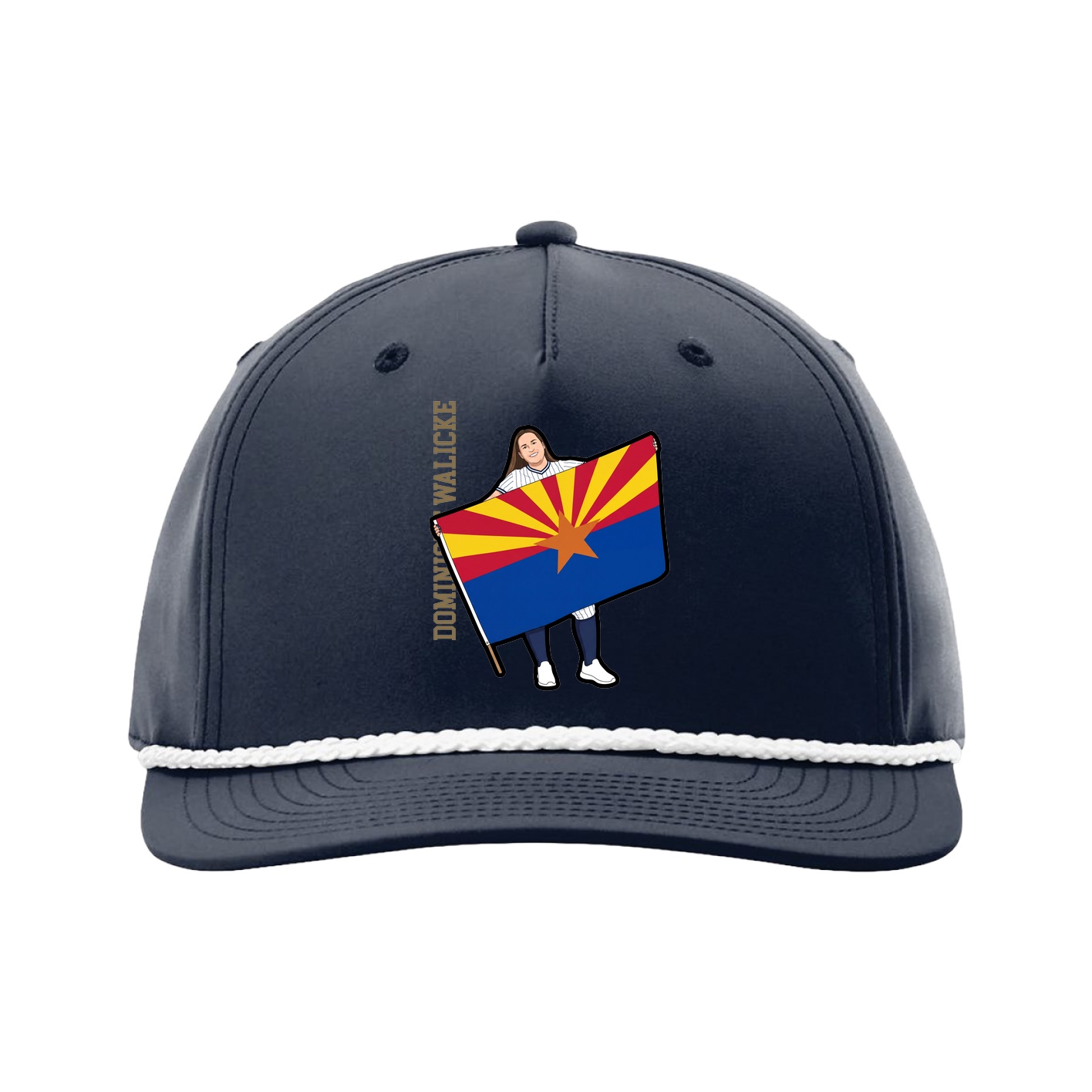 Five-Panel Classic Rope Cap — Name Vertical in Navy