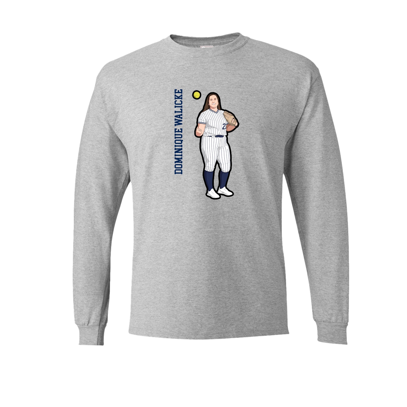 Long Sleeve Tee — Name Vertical in Grey