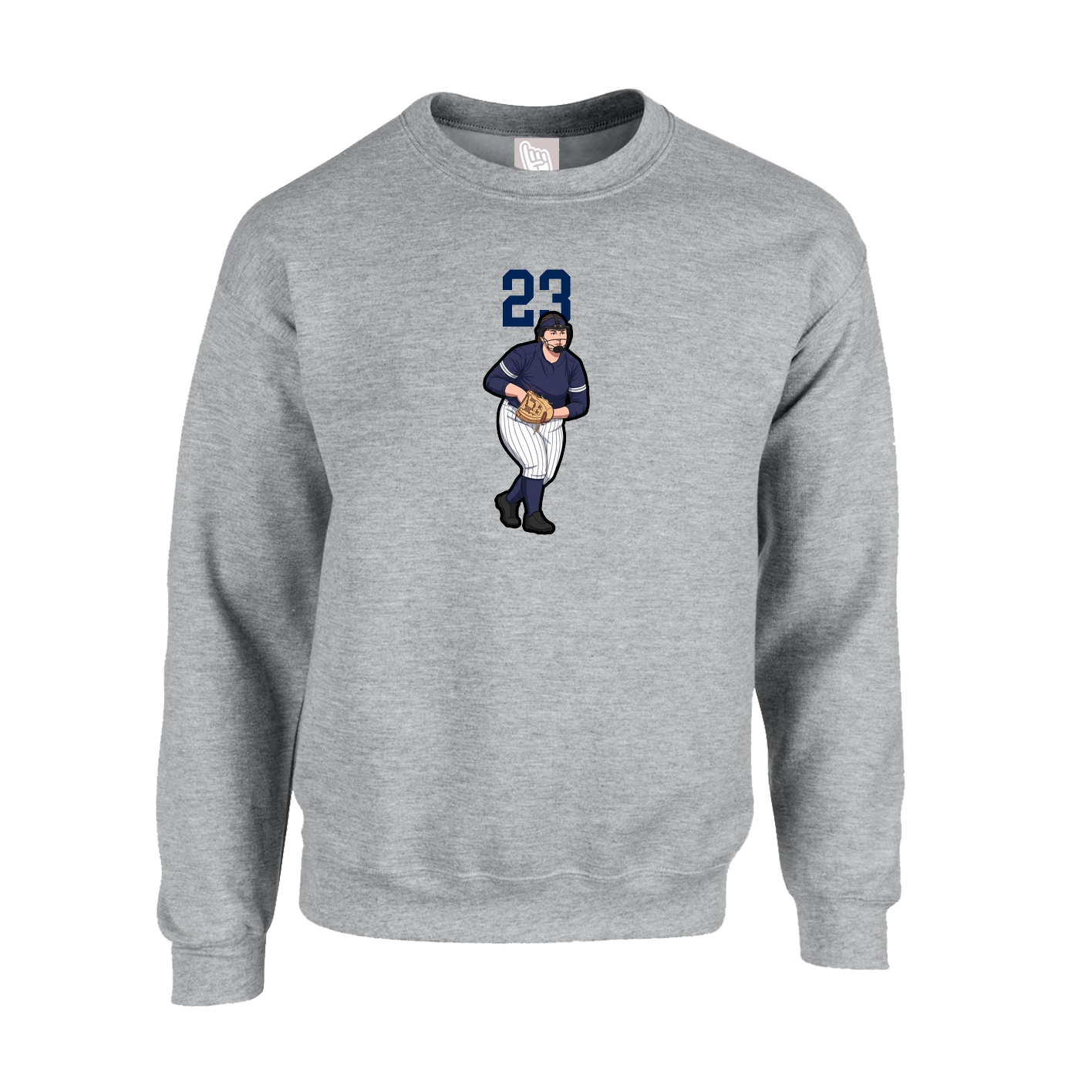 Fleece Crew — Number Top in Grey