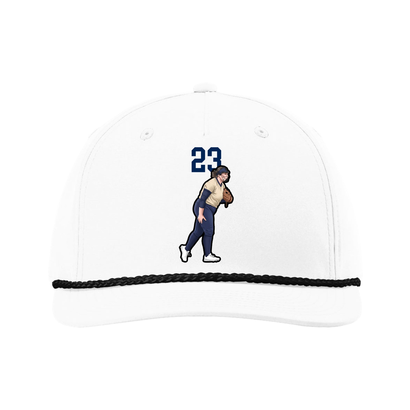 Five-Panel Classic Rope Cap — Number Top in White