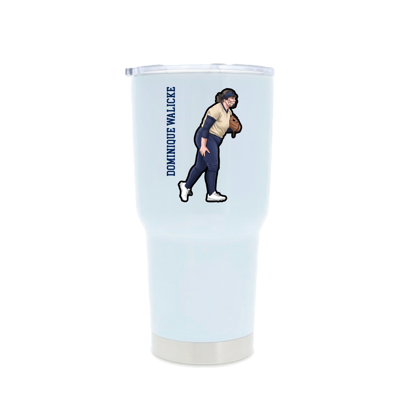 30oz Stainless Steel Tumbler — Name Vertical in White