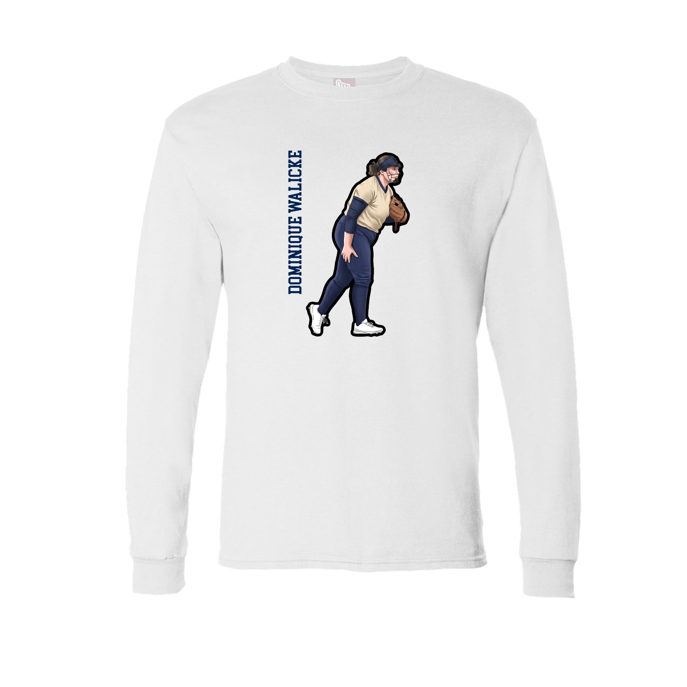 Long Sleeve Tee — Name Vertical in White