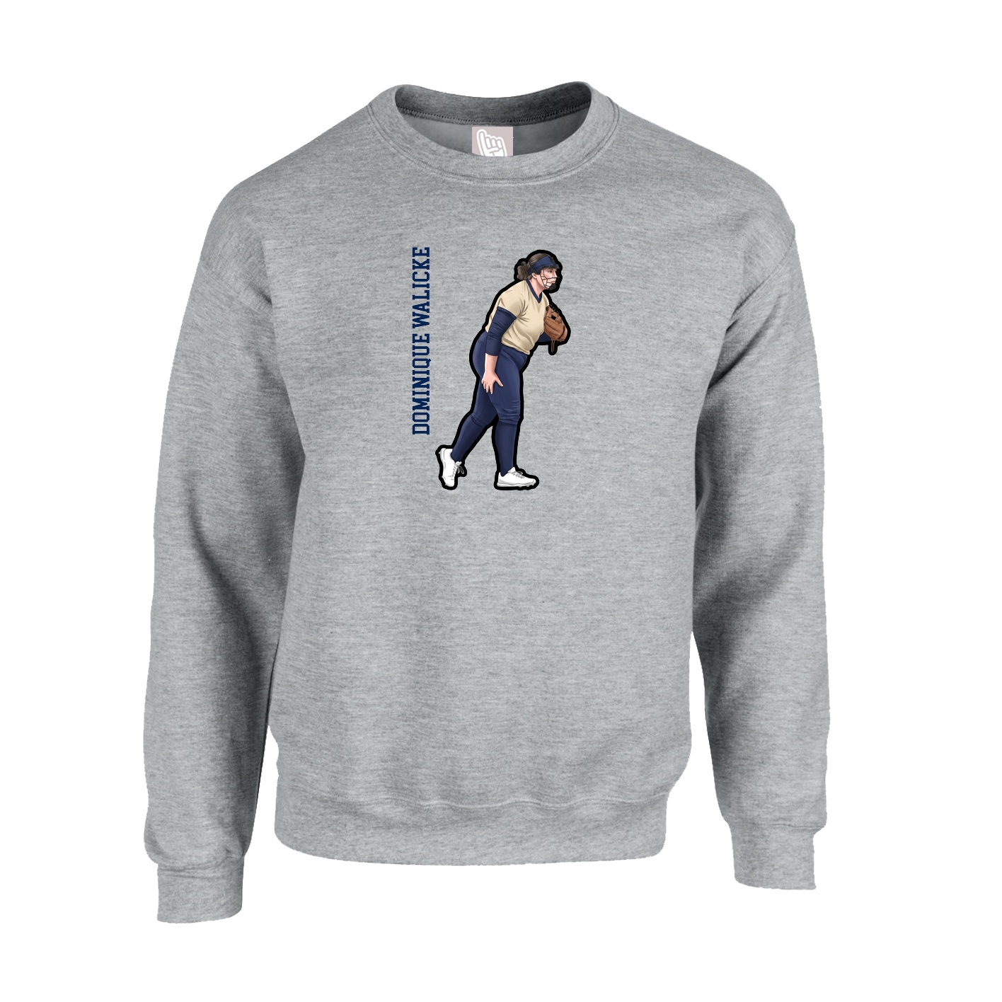 Fleece Crew — Name Vertical in Grey