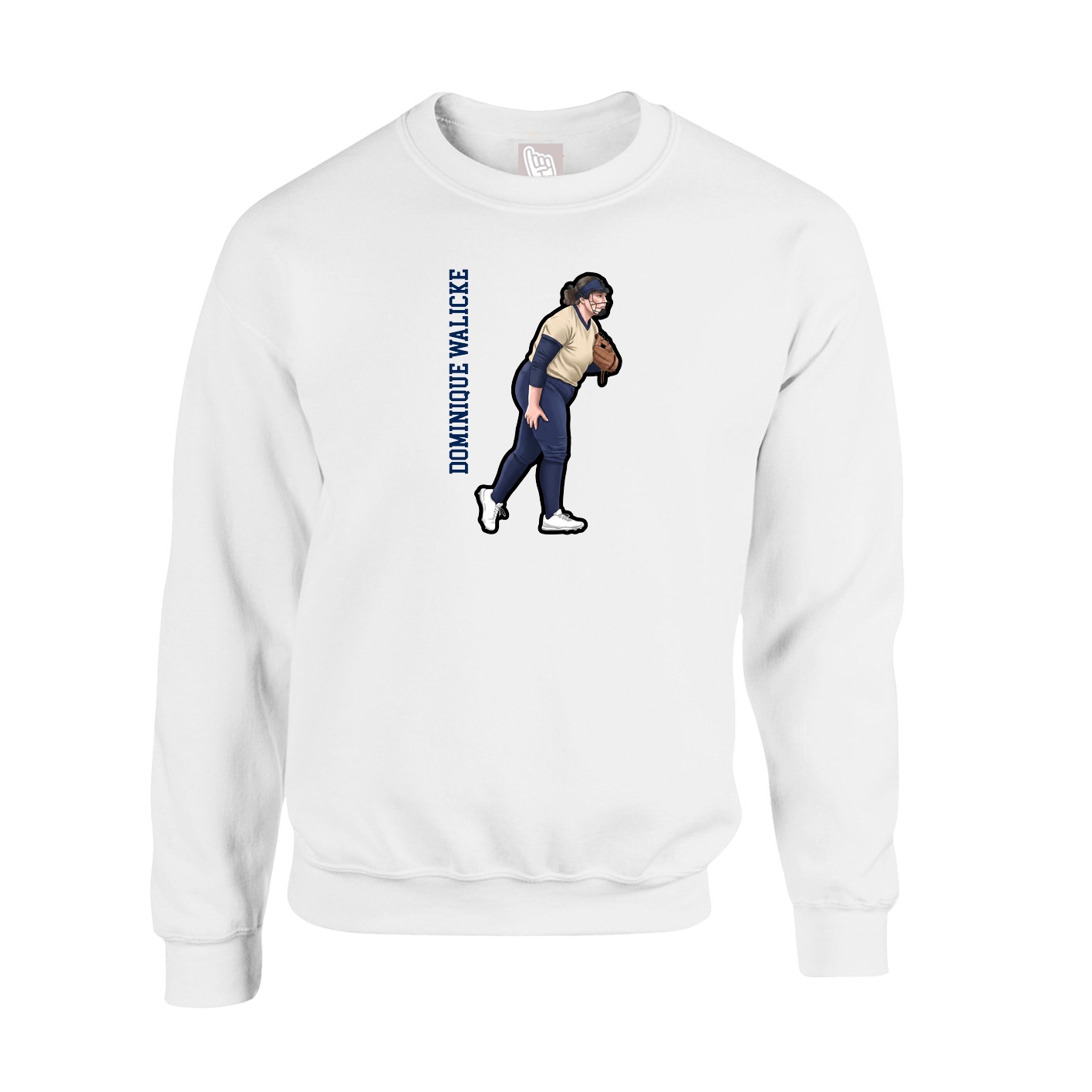 Fleece Crew — Name Vertical in White