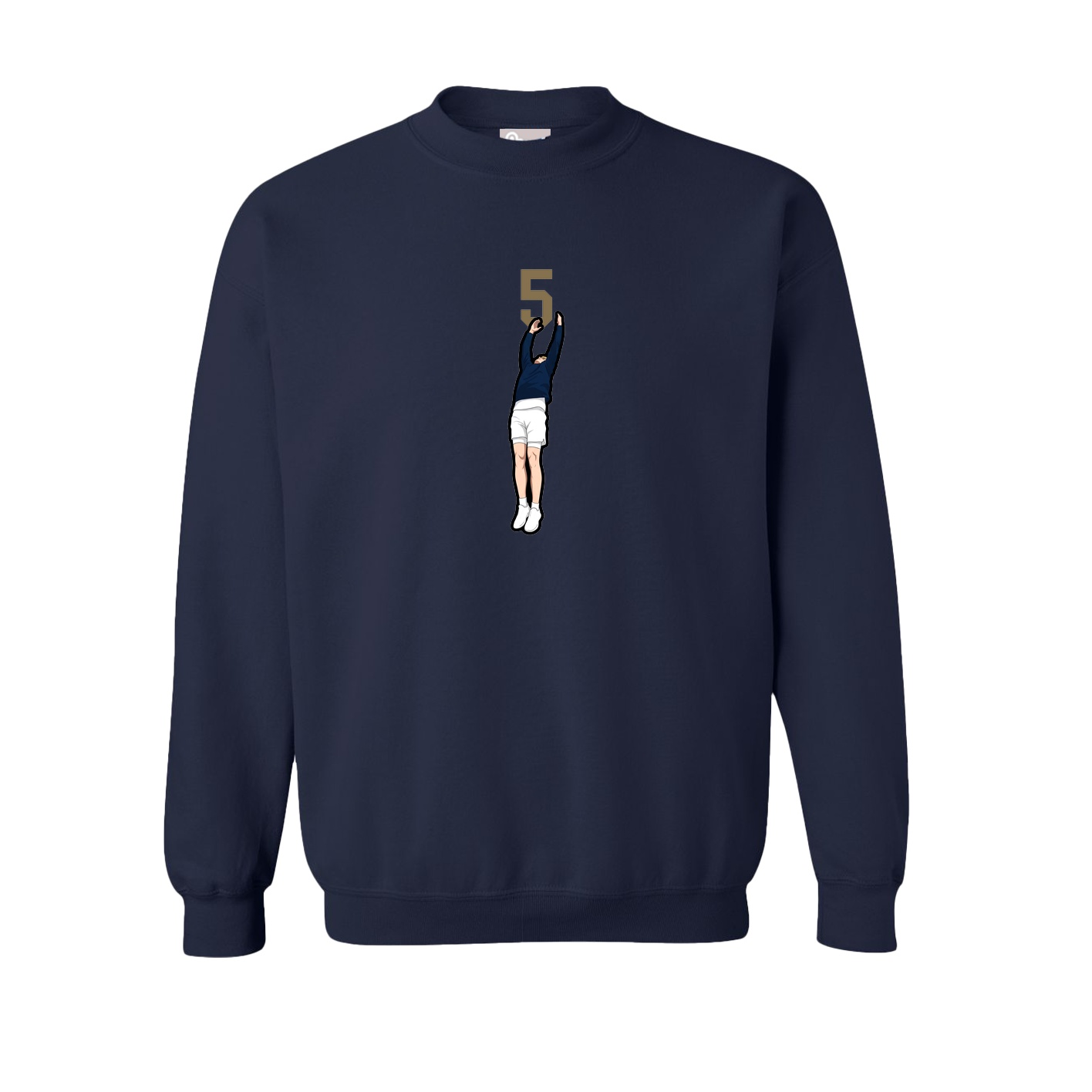 Fleece Crew — Number Top in Navy