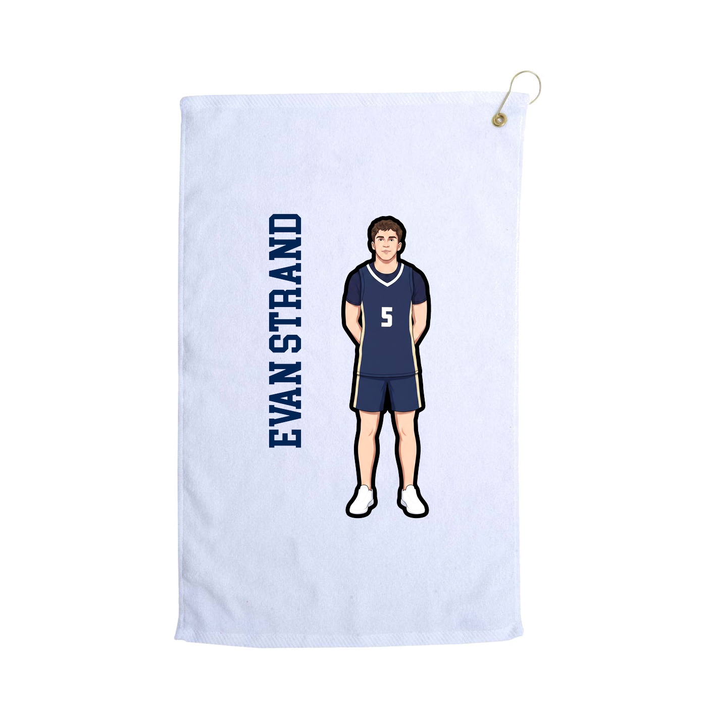 Golf Towel — Name Vertical in White