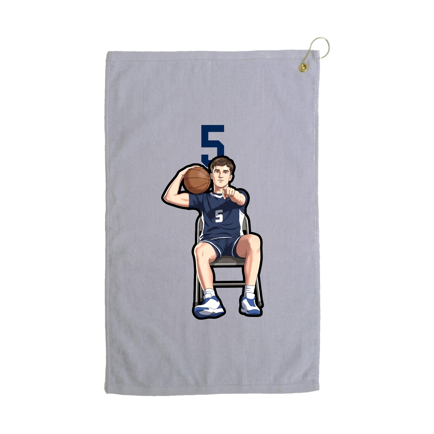 Golf Towel — Number Top in Grey
