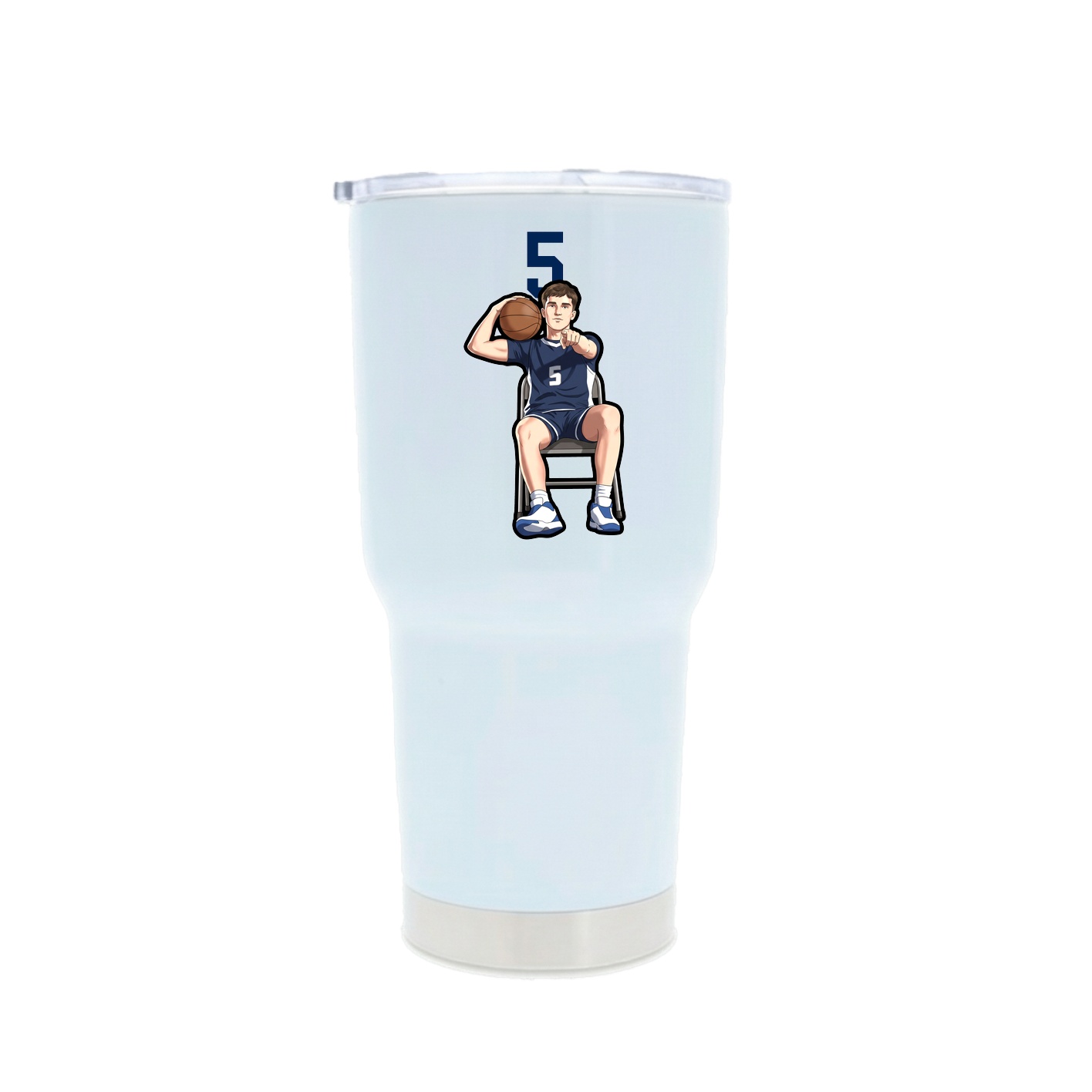 30oz Stainless Steel Tumbler — Number Top in White