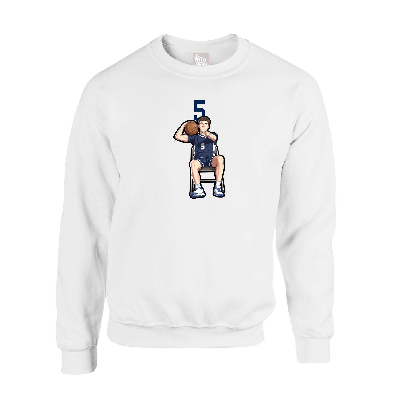 Fleece Crew — Number Top in White
