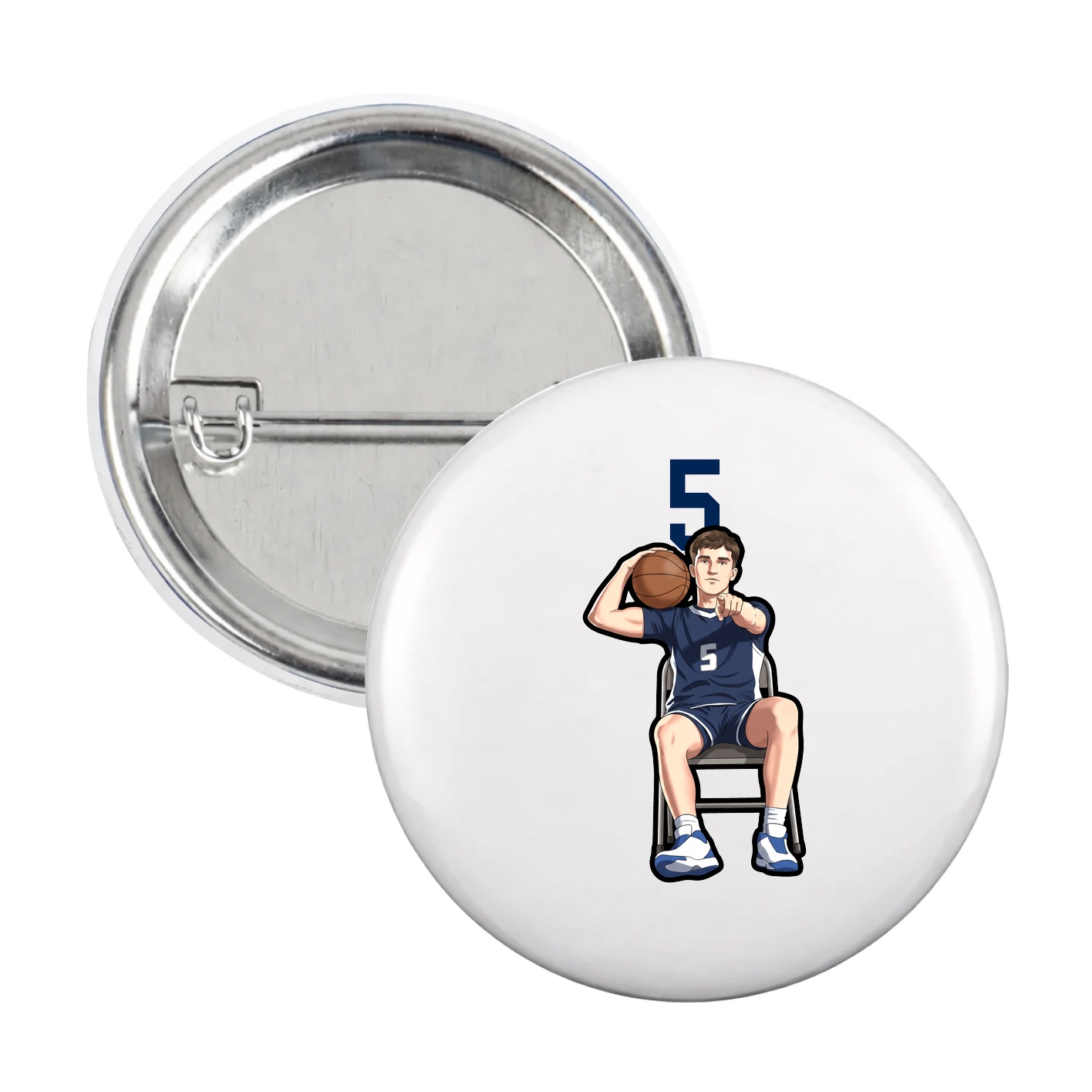 Game Day Button — Number Top in White