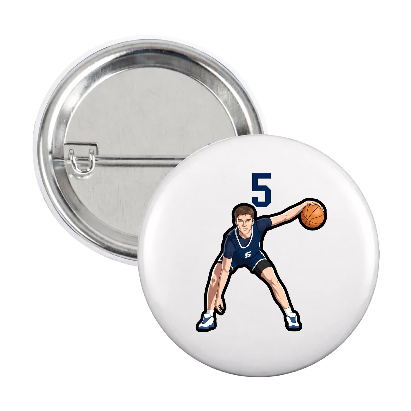 Game Day Button — Number Top in White