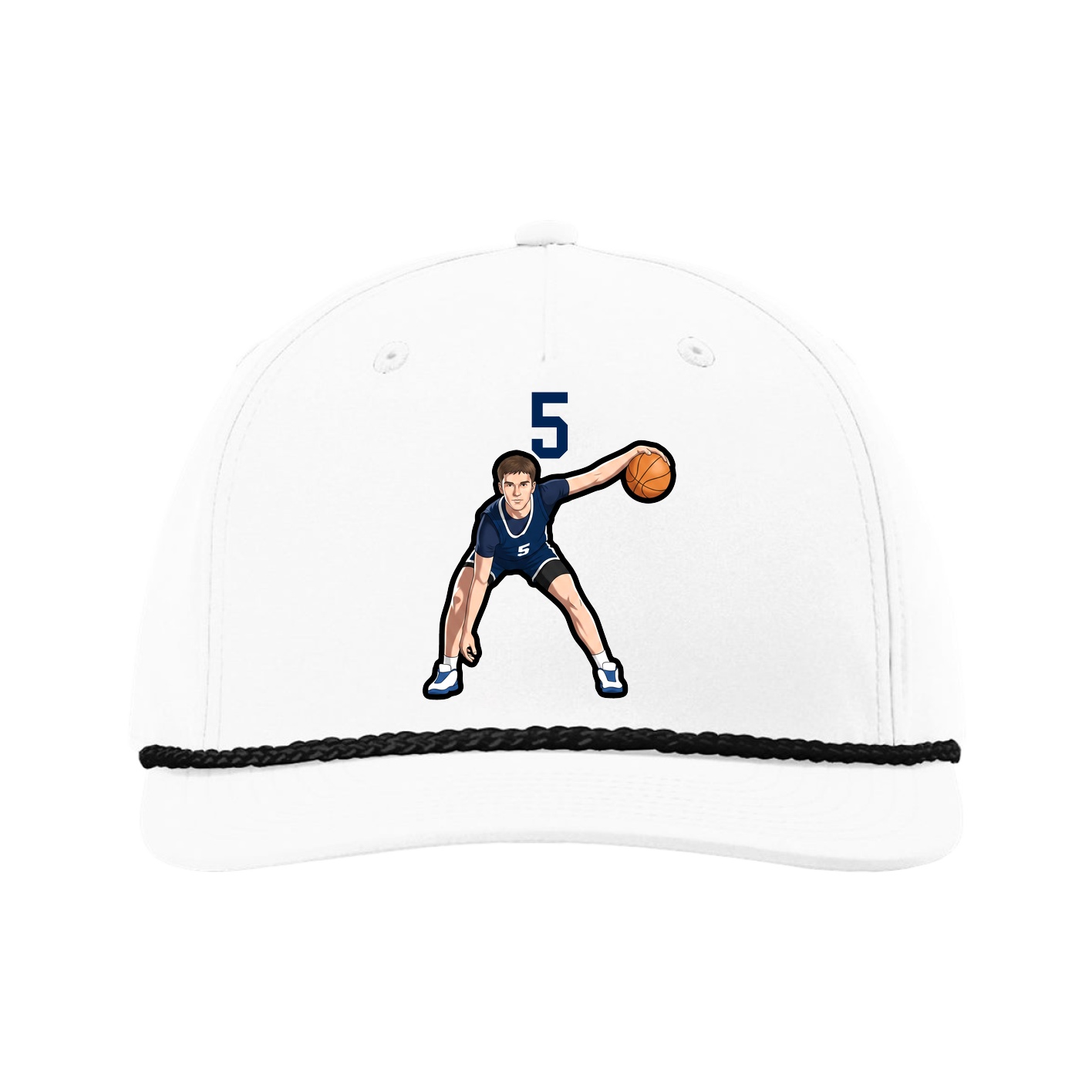 Five-Panel Classic Rope Cap — Number Top in White
