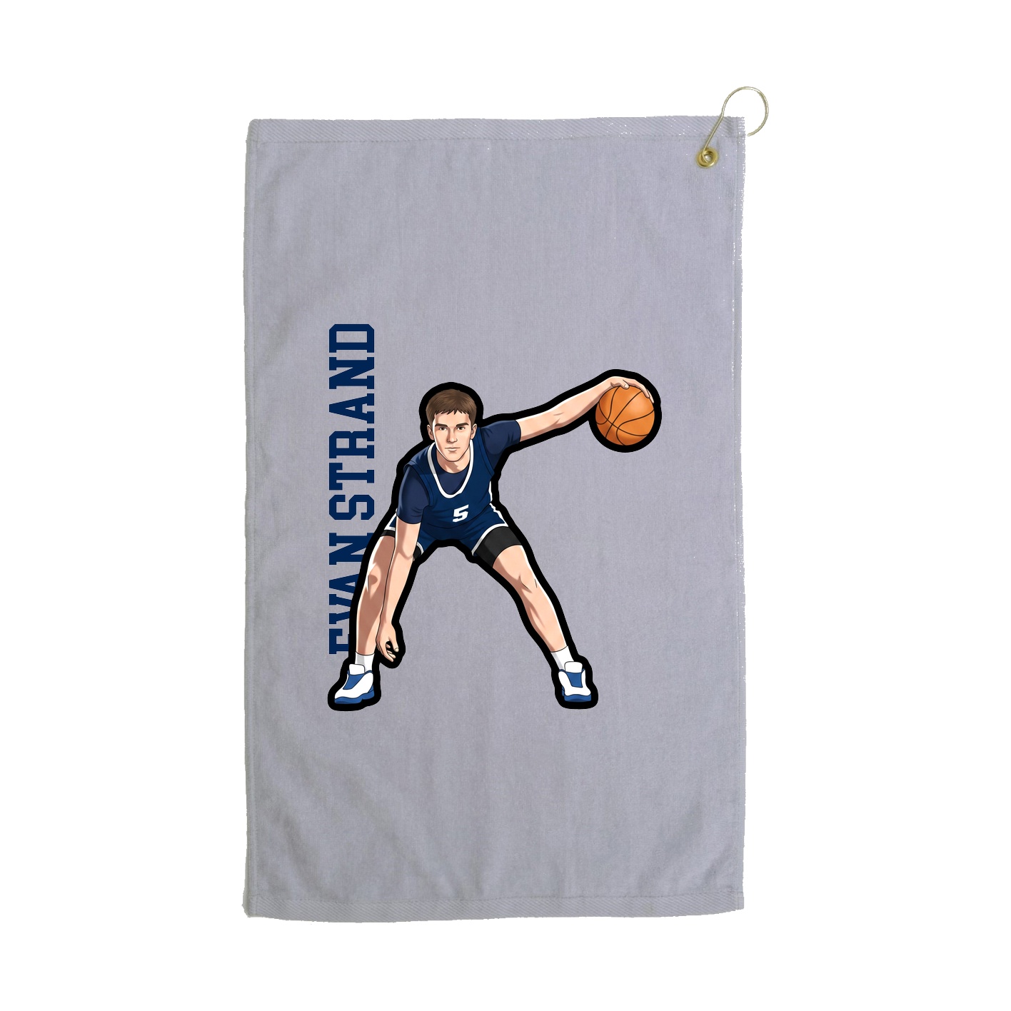 Golf Towel — Name Vertical in Grey