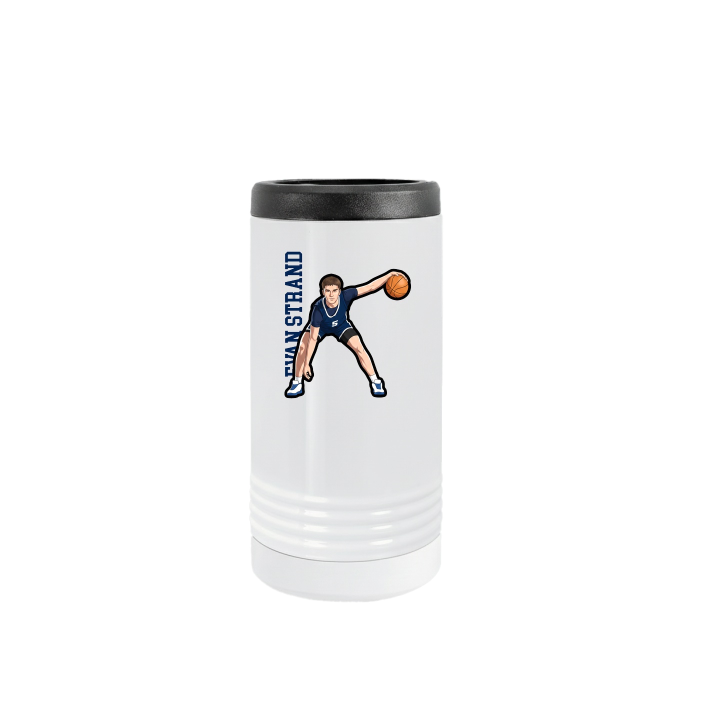 Slim Beverage Holder — Name Vertical in White