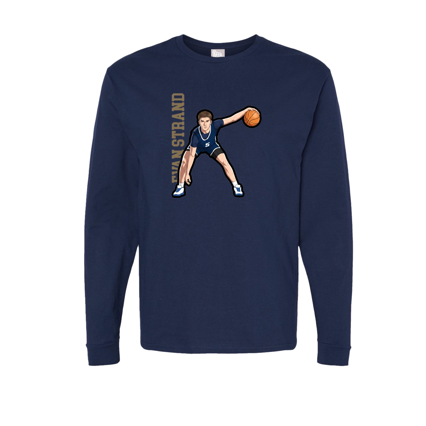 Long Sleeve Tee — Name Vertical in Navy
