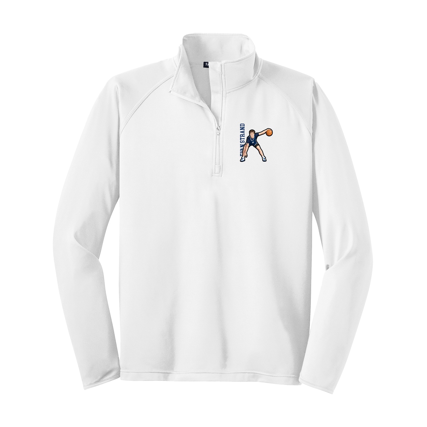 Q-Zip Pullover — Name Vertical in White
