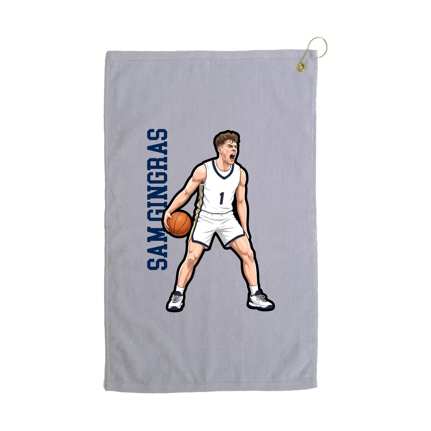 Golf Towel — Name Vertical in Grey