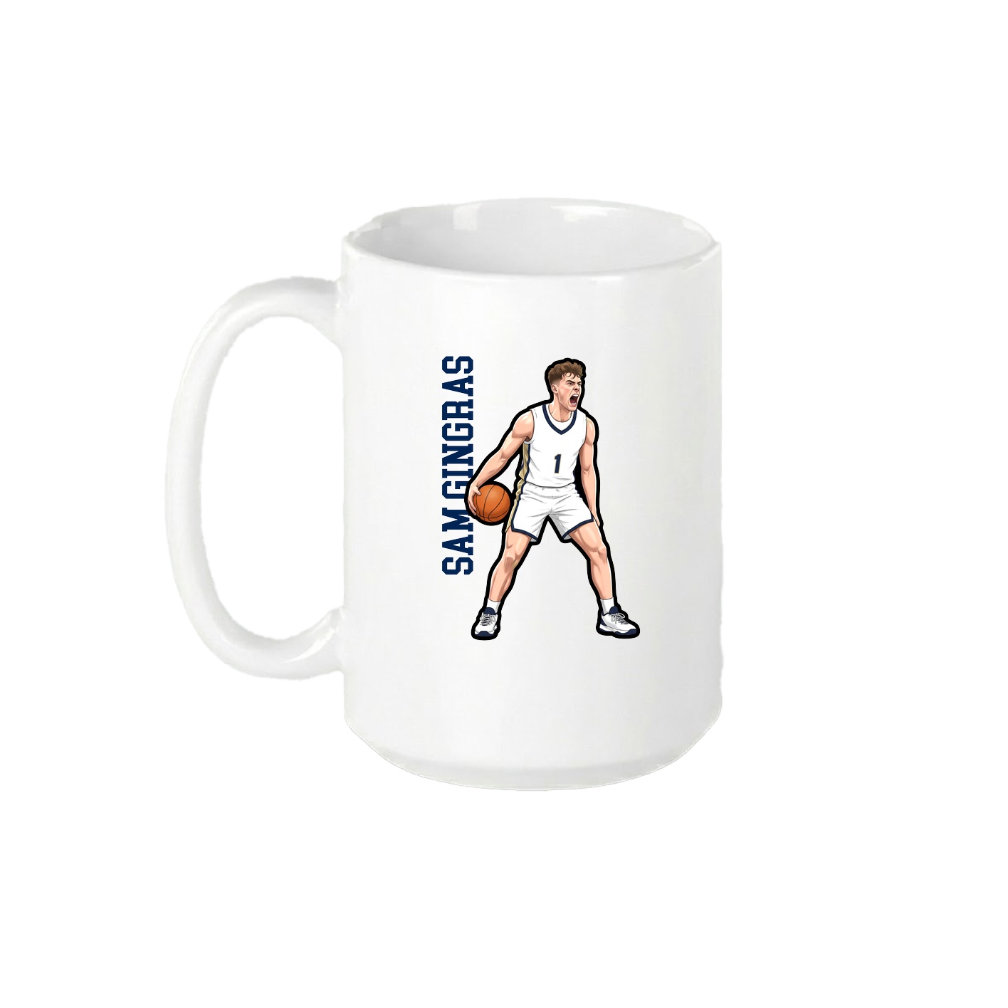 15oz Coffee Mug — Name Vertical in White