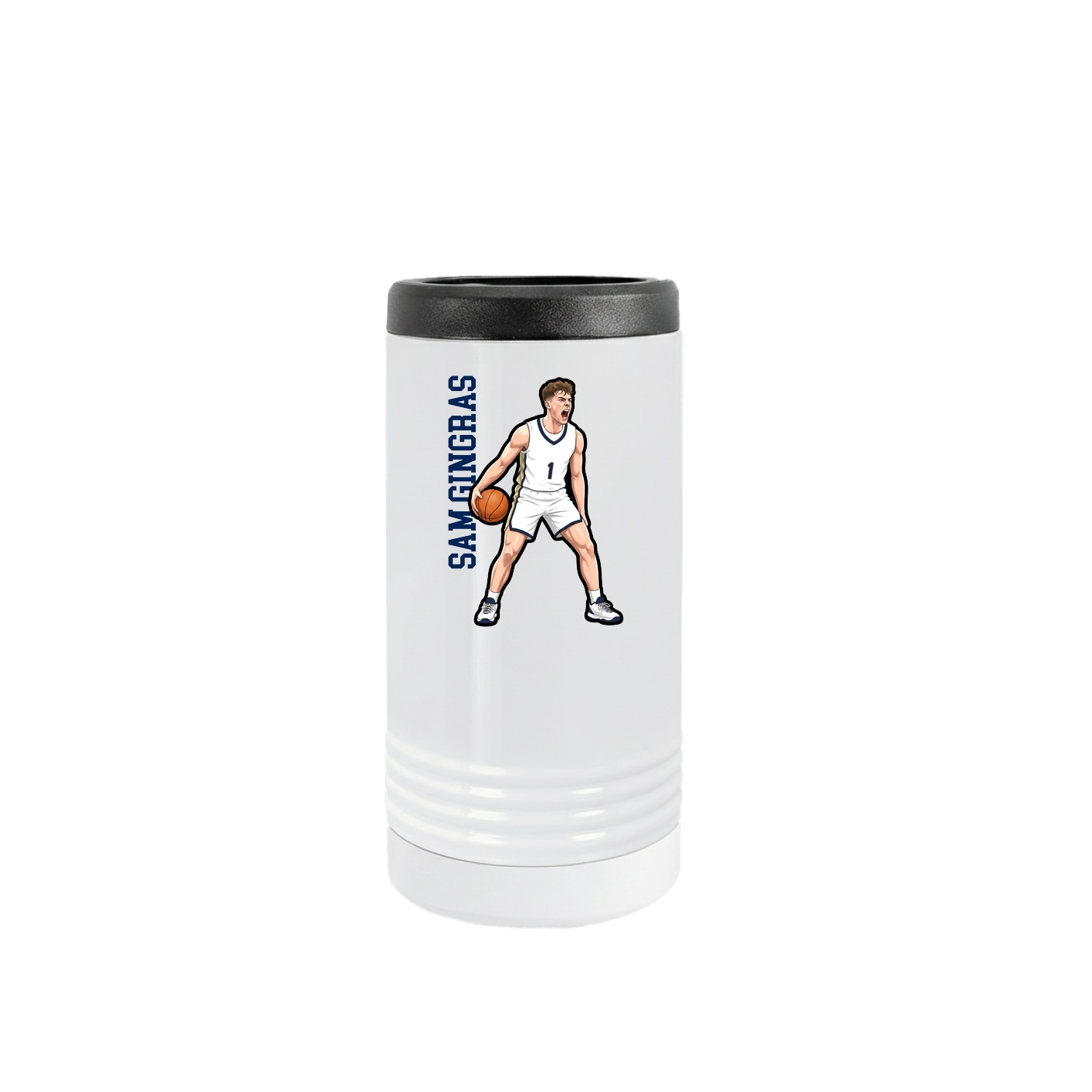 Slim Beverage Holder — Name Vertical in White