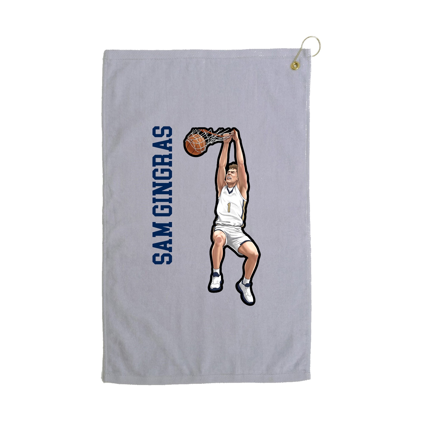 Golf Towel — Name Vertical in Grey