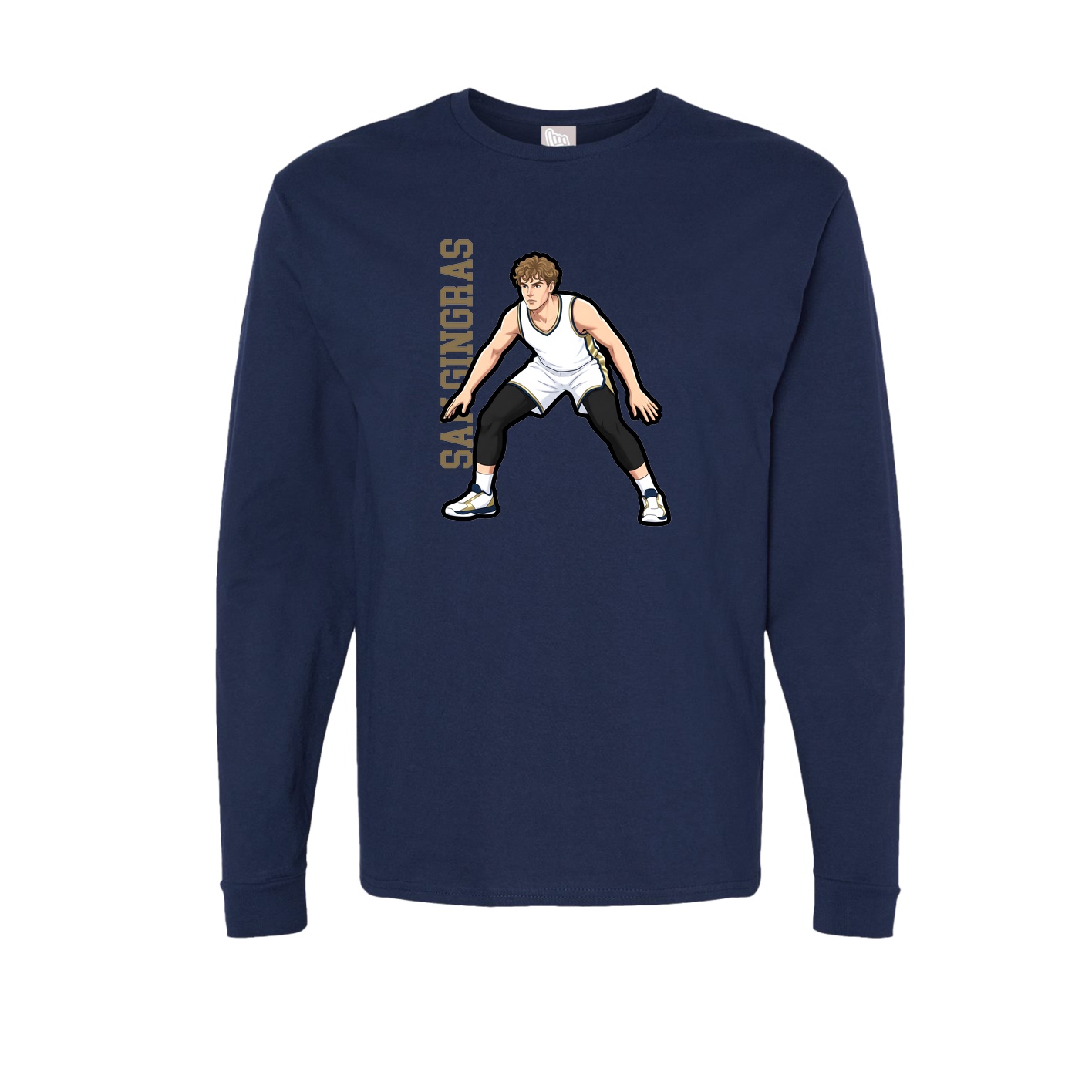 Long Sleeve Tee — Name Vertical in Navy