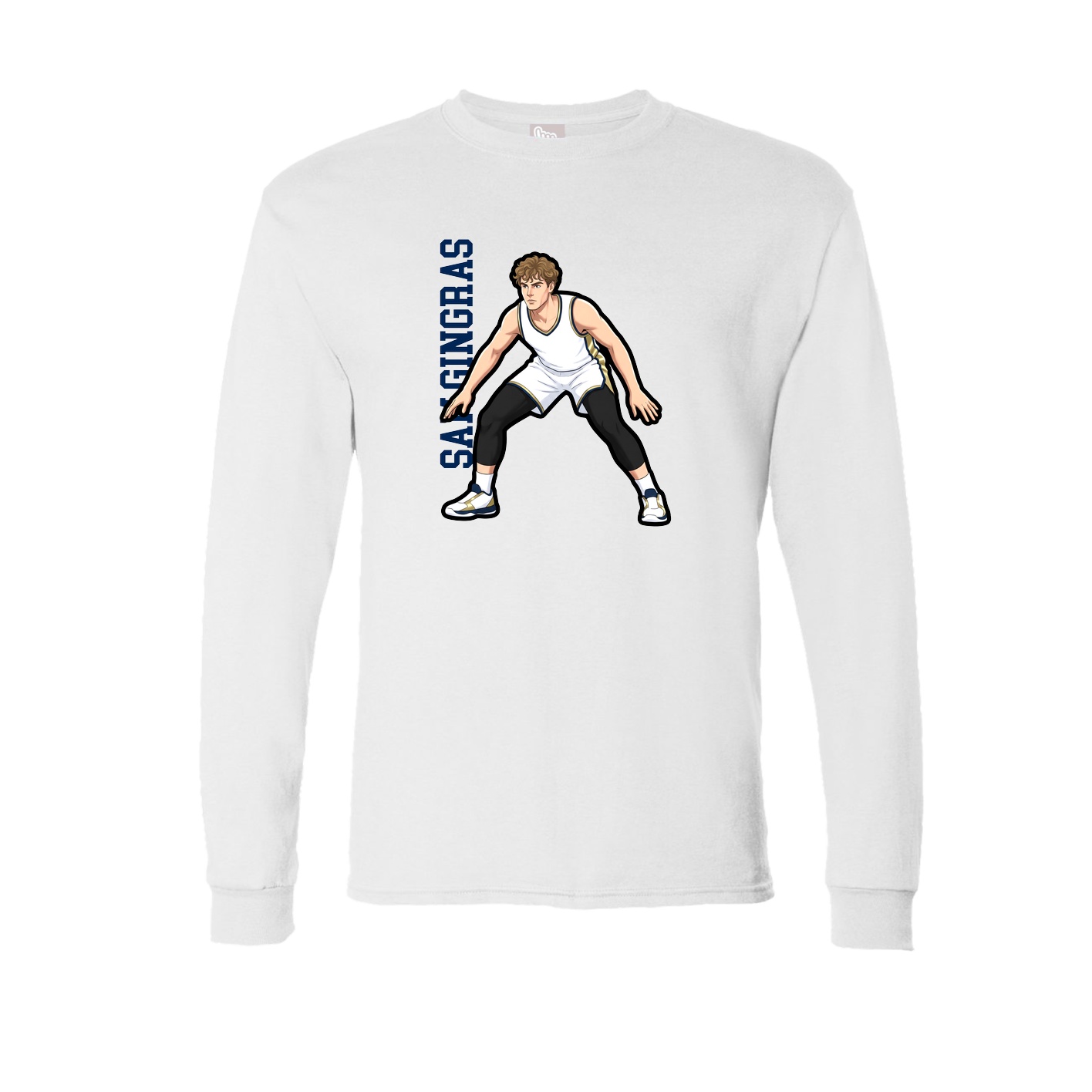 Long Sleeve Tee — Name Vertical in White