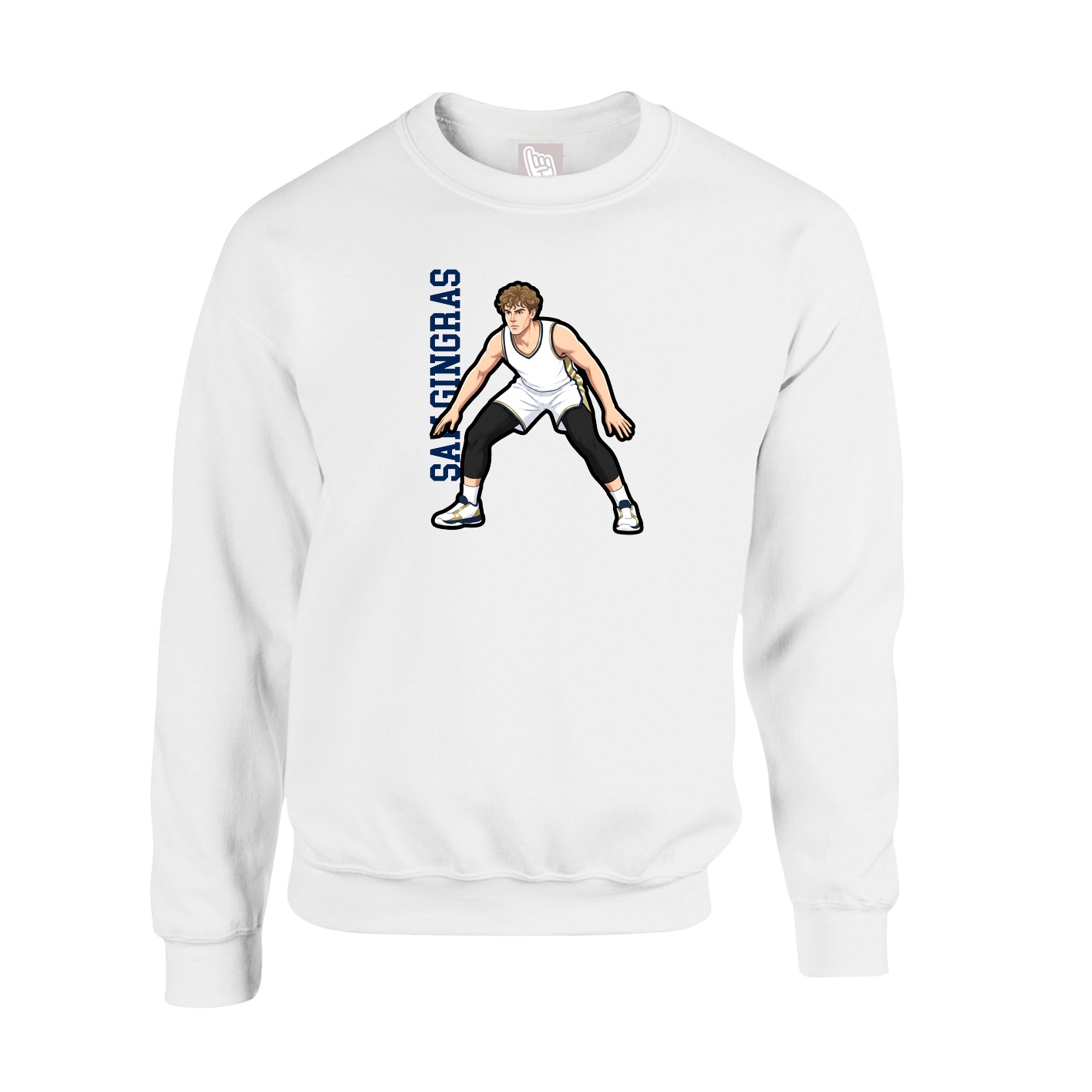 Fleece Crew — Name Vertical in White