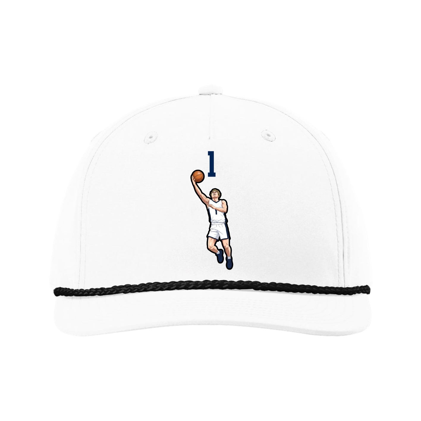 Five-Panel Classic Rope Cap — Number Top in White